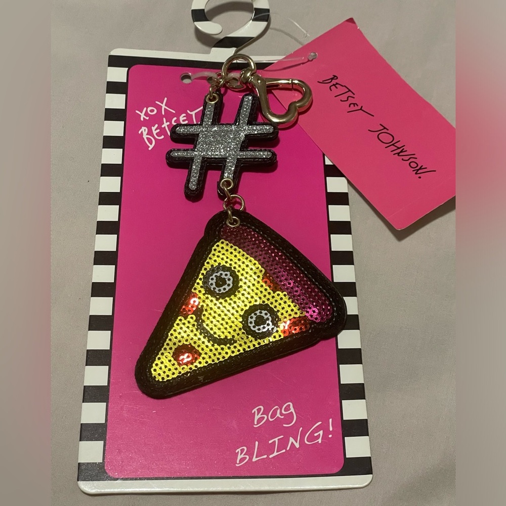 Sequined Pizza Keychain